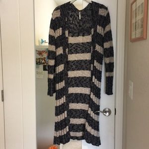 Free People Long striped cardigan